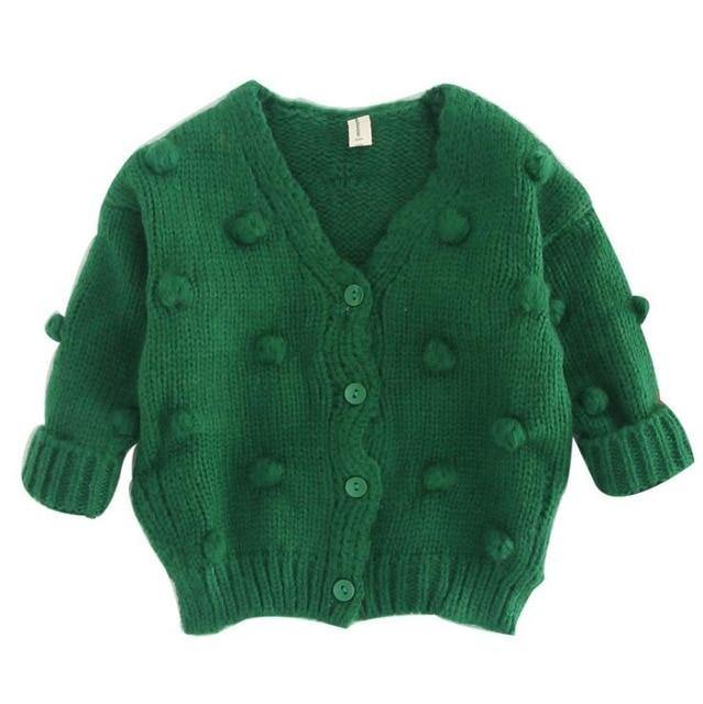Infant girl's winter sweater, chunky knit, comfortable and warm clothing
