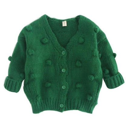 Infant girl's winter sweater, chunky knit, comfortable and warm clothing