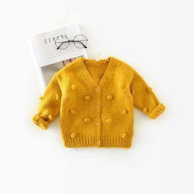 Pink baby girl's cozy knitted sweater, soft and warm wool blend for infants