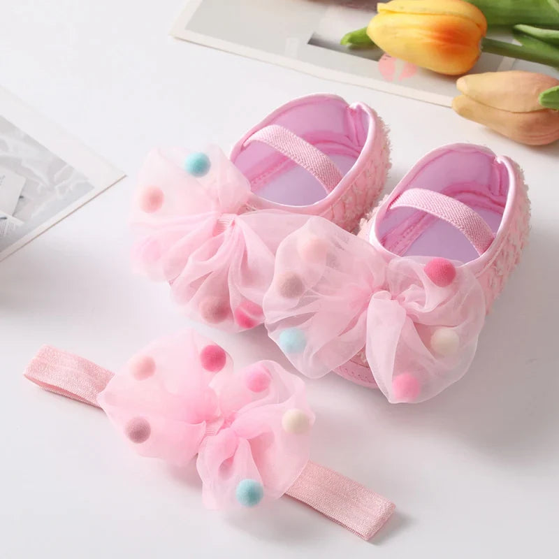 Top view of pink baby girl first walker shoes, perfect for comfort and early steps