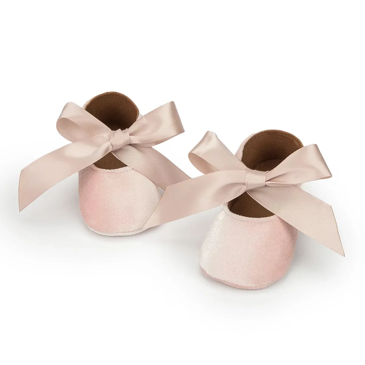 Infant girl's pink footwear, 'First Walkers' with adorable butterfly-knot embellishment