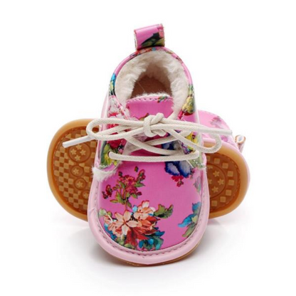 Toddler girl pink fleece warm snow boots, ideal first walker anti-slip design