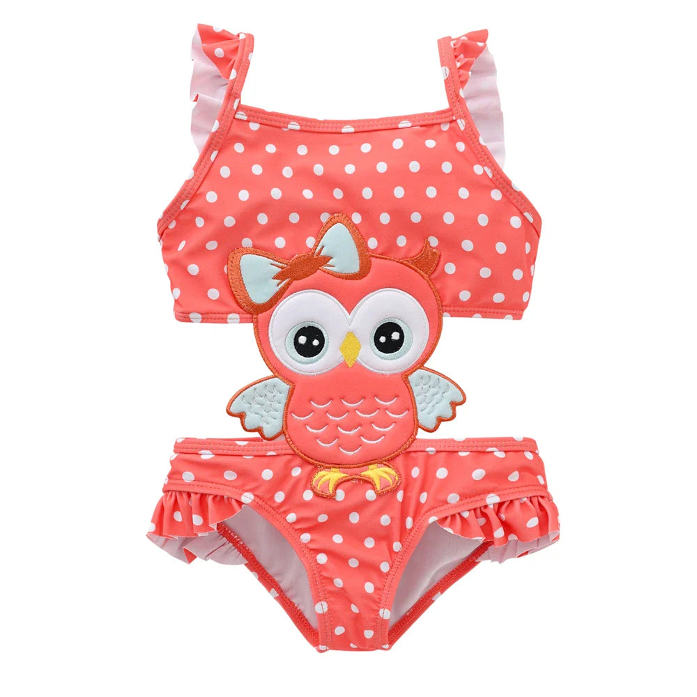 Baby girl's animal print one-piece swimsuit, perfect for summer beachwear