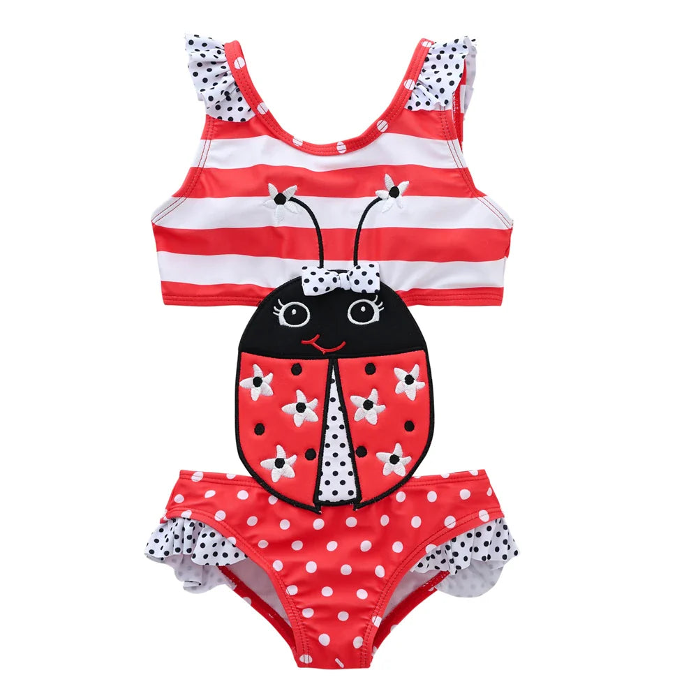 Stylish baby girl's animal print swimsuit, perfect for a summer vacation