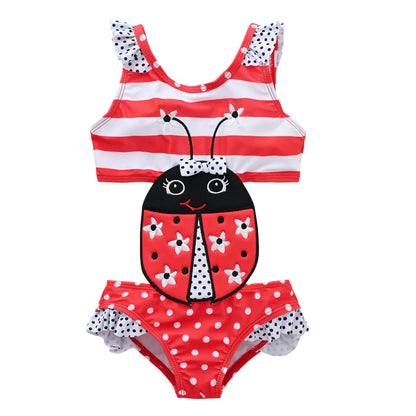 Stylish baby girl's animal print swimsuit, perfect for a summer vacation
