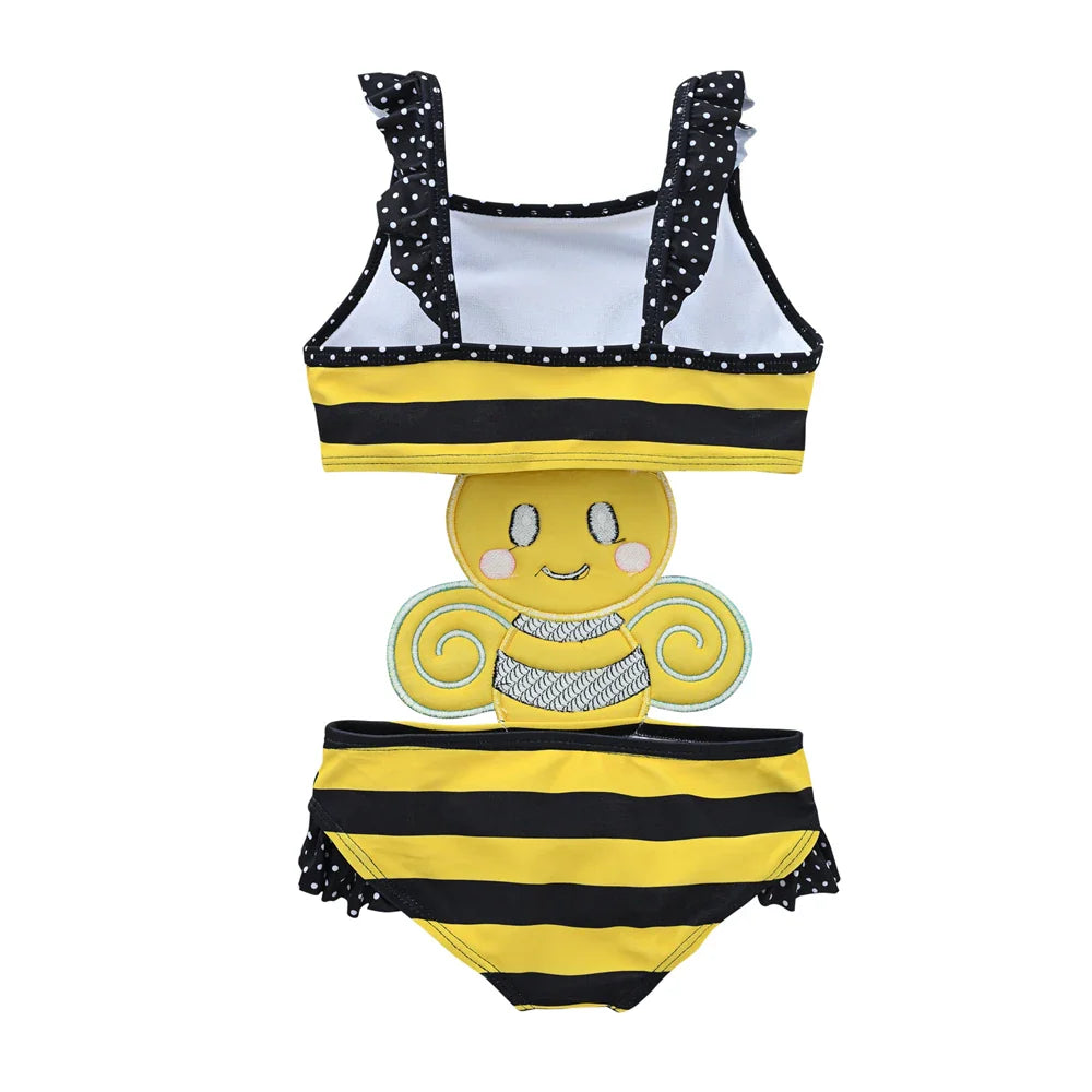 Adorable animal print swimsuit for baby girls, soft and quick-drying material