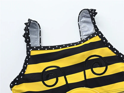 Playful animal print baby girl's swimwear, great for splash time at the beach