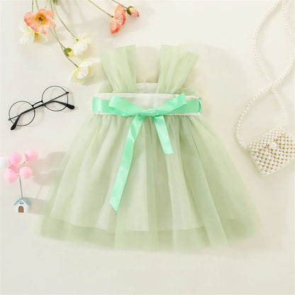Baby girl's formal floral mesh princess dress, ideal for festive party occasions