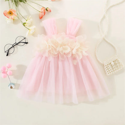 Chic floral mesh dress for baby girls, a beautiful choice for weddings & parties