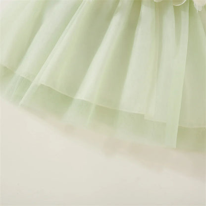Baby girl's delicate floral mesh dress, soft and stylish for any special occasion