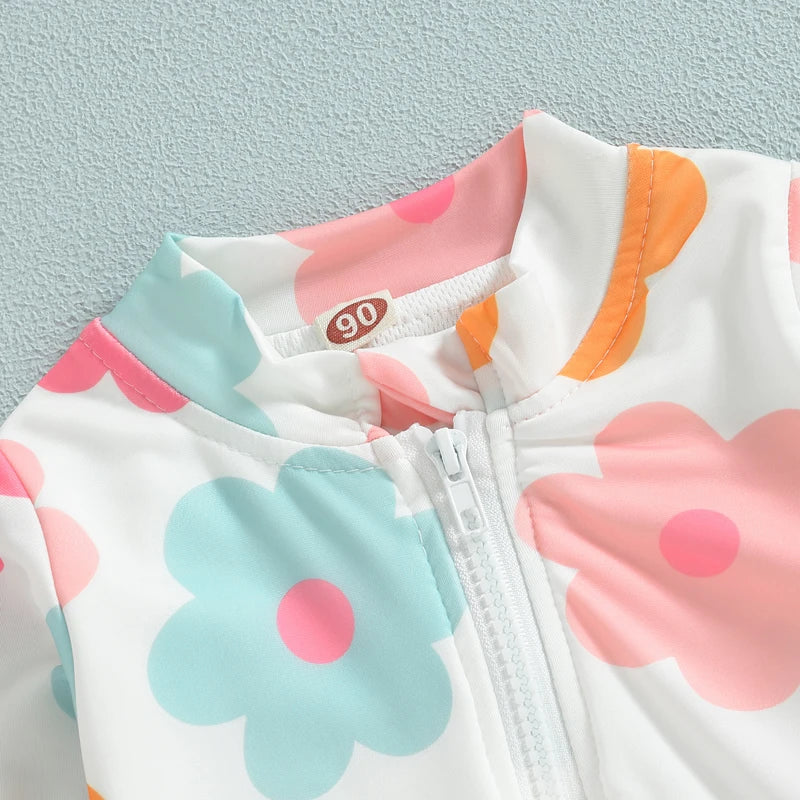 Baby girl's charming floral ruffle one-piece swimsuit, designed for ultimate comfort in summer.