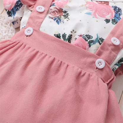 Infant fashion set: baby girl's colorful floral skirt and soft fabric headband