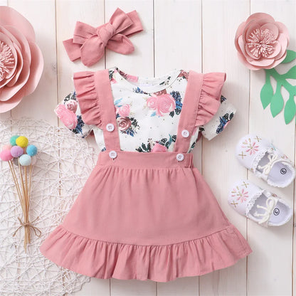 Beautiful baby girl floral skirt and headband ensemble, perfect for special occasions
