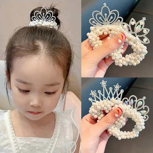 Baby girl's pearl crown hairband, soft pink with sparkling gems, for infants & toddlers