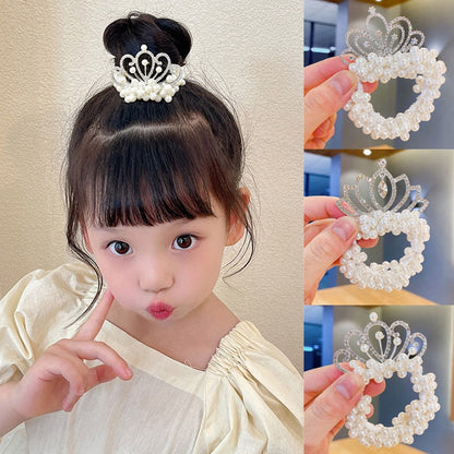 Toddler girl's formal pearl crown headband, an adorable accessory for dress-up