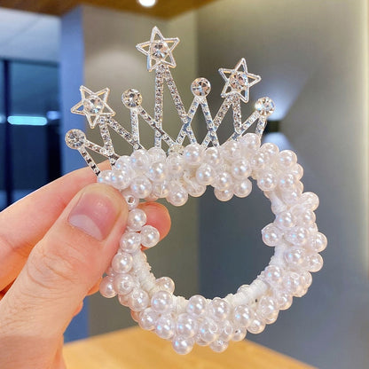 White pearl crown headband for baby girls, a beautiful and classic infant accessory