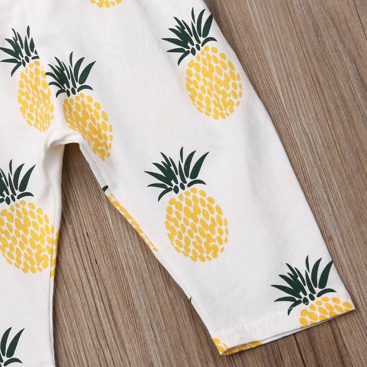 Newborn girl's soft cotton pineapple print romper and elastic headband, an ideal baby shower gift