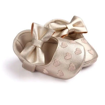 Baby girl's pink breathable non-slip first walker shoes with bow detail, for infants & toddlers