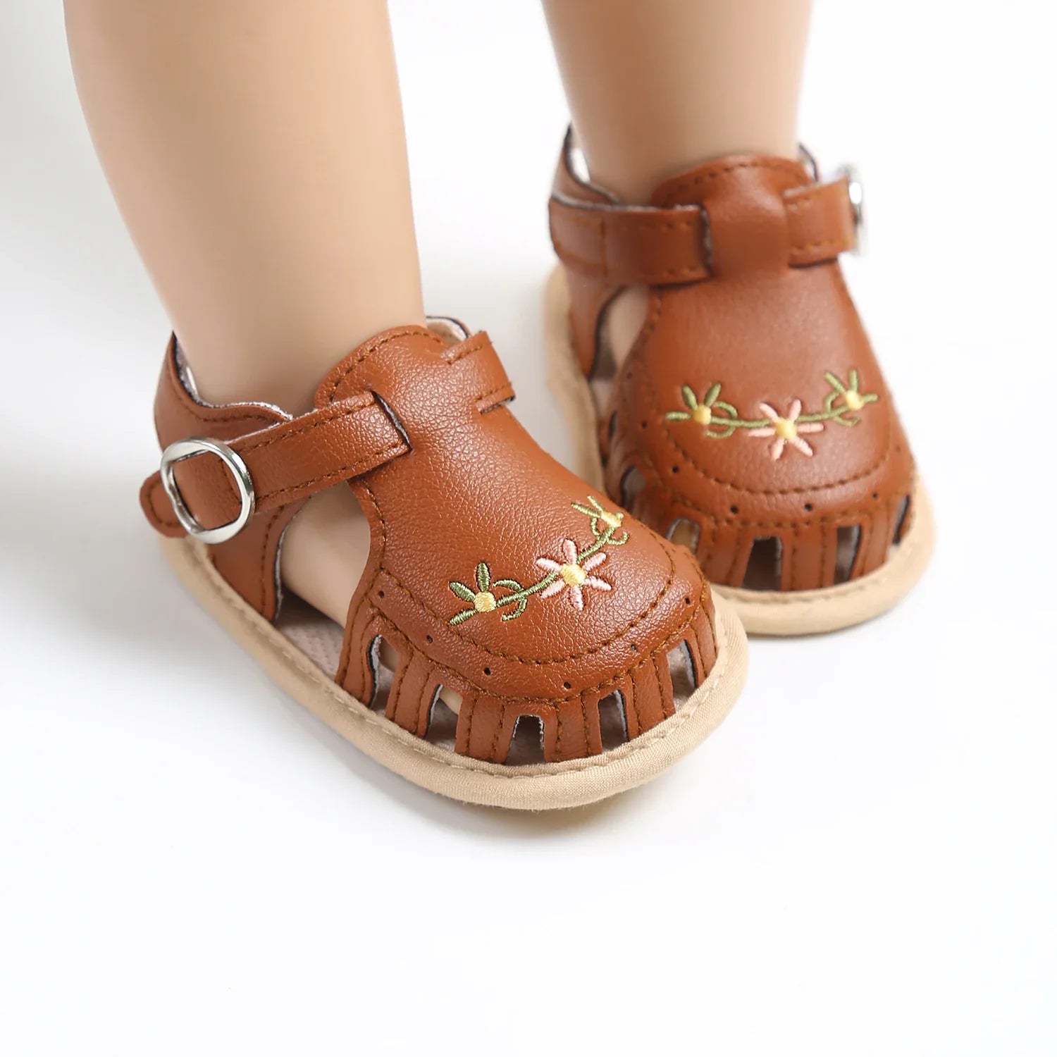 Toddler girl's adjustable pink sandals with soft sole for comfortable summer wear