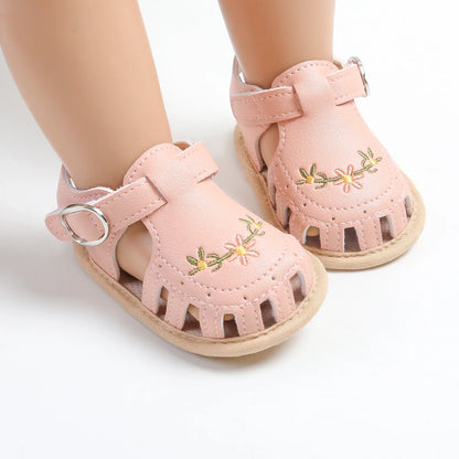 Baby girl's white sandals with cute embellishments, perfect comfortable toddler footwear