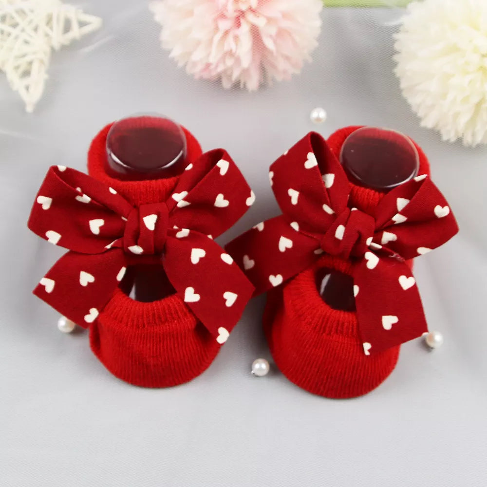 Baby girl accessories: multicoloured cotton anti-slip bow socks pack