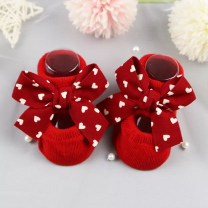 Baby girl accessories: multicoloured cotton anti-slip bow socks pack