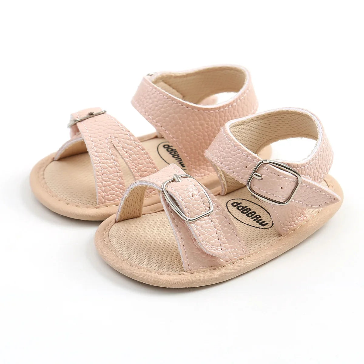 Orange baby girl flower sandals, comfy summer footwear for toddlers
