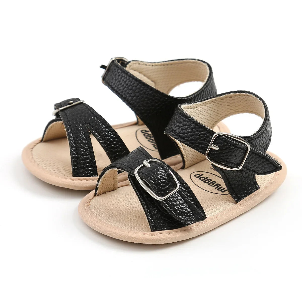 Soft sole baby girl's sandals with multiple flower details, ideal for summer