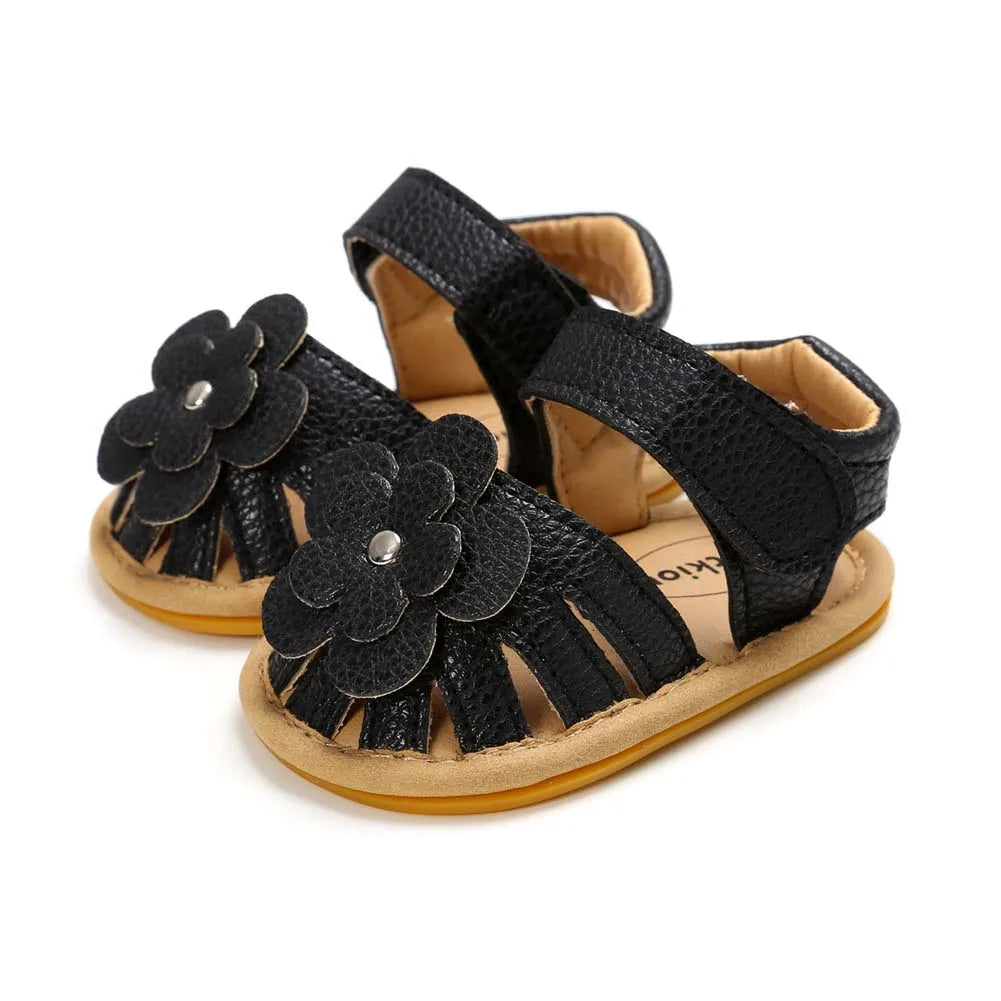 Baby girl's lightweight flower sandals designed for summer comfort and safety