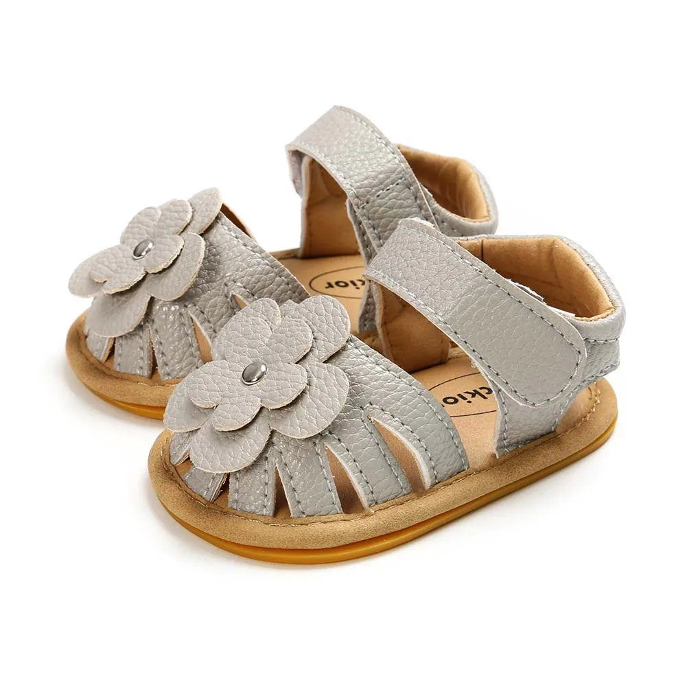 Variety pack of baby girl's flower sandals, anti-slip and colorful summer footwear