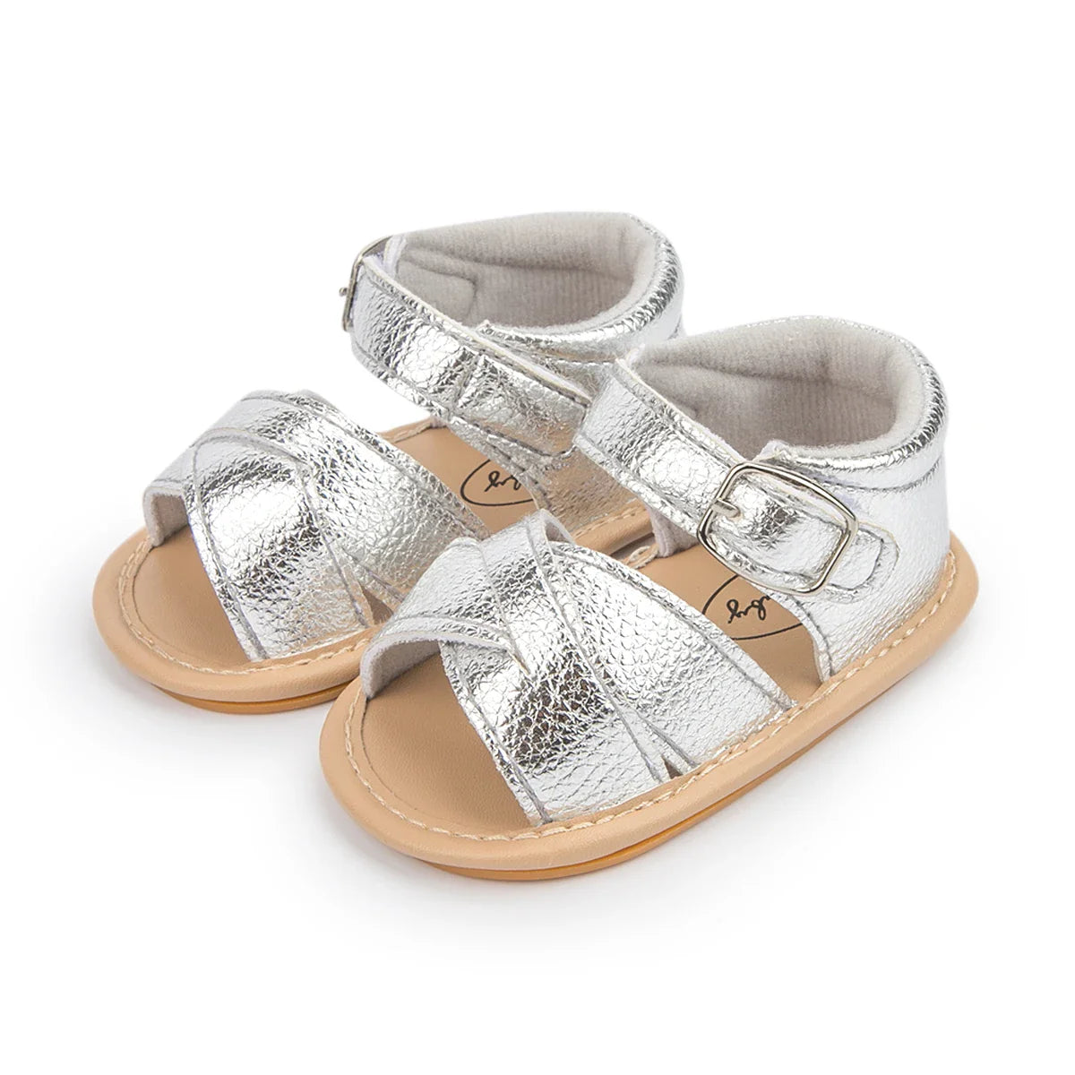 Cute pink baby girl flower sandals, anti-slip sole for safe indoor play