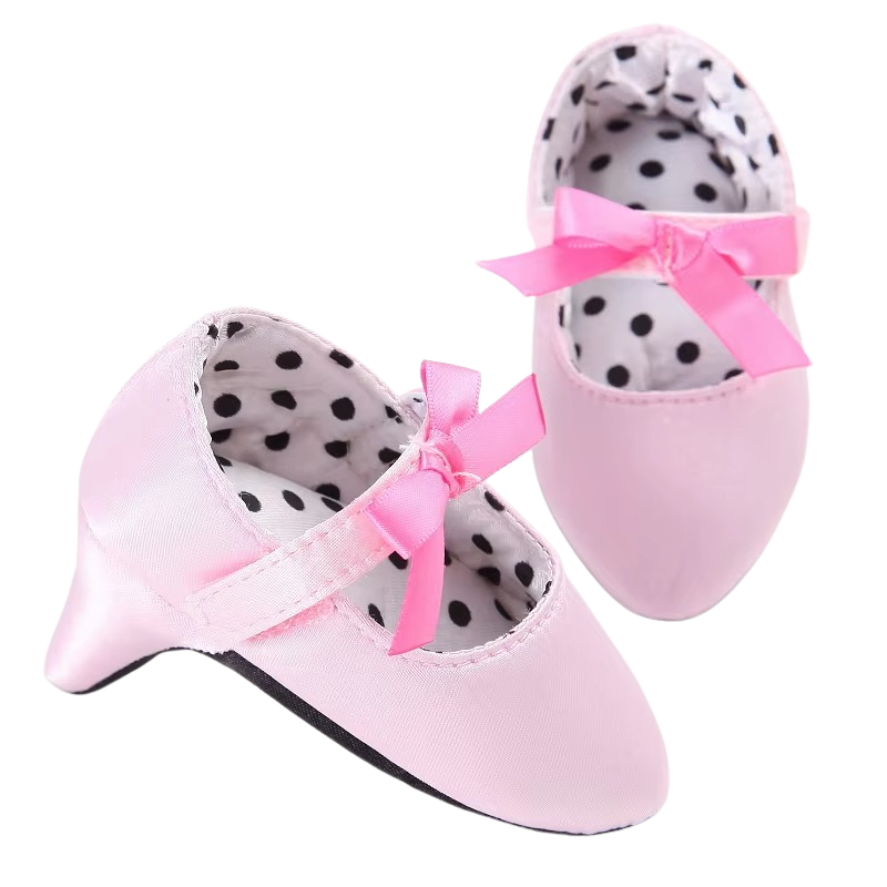 Pair of black princess soft sole shoes, elegant infant footwear for baby girls, photo prop