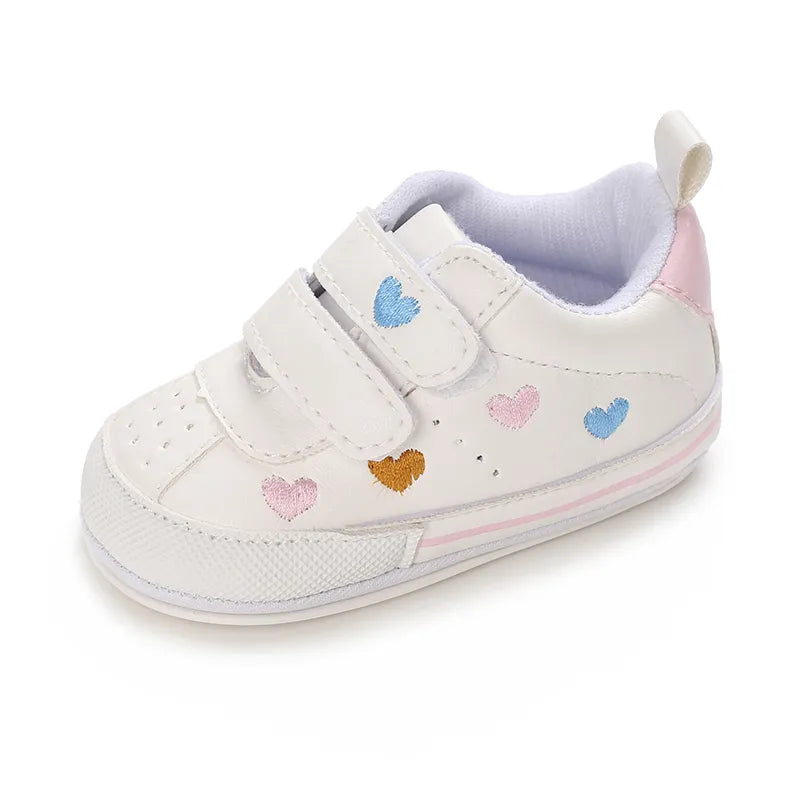 Comfortable baby girl prewalker shoes, blue with heart design, excellent for early walkers