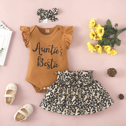 Baby girl's ruffled sleeveless brown jumpsuit; soft cotton blend infant romper.