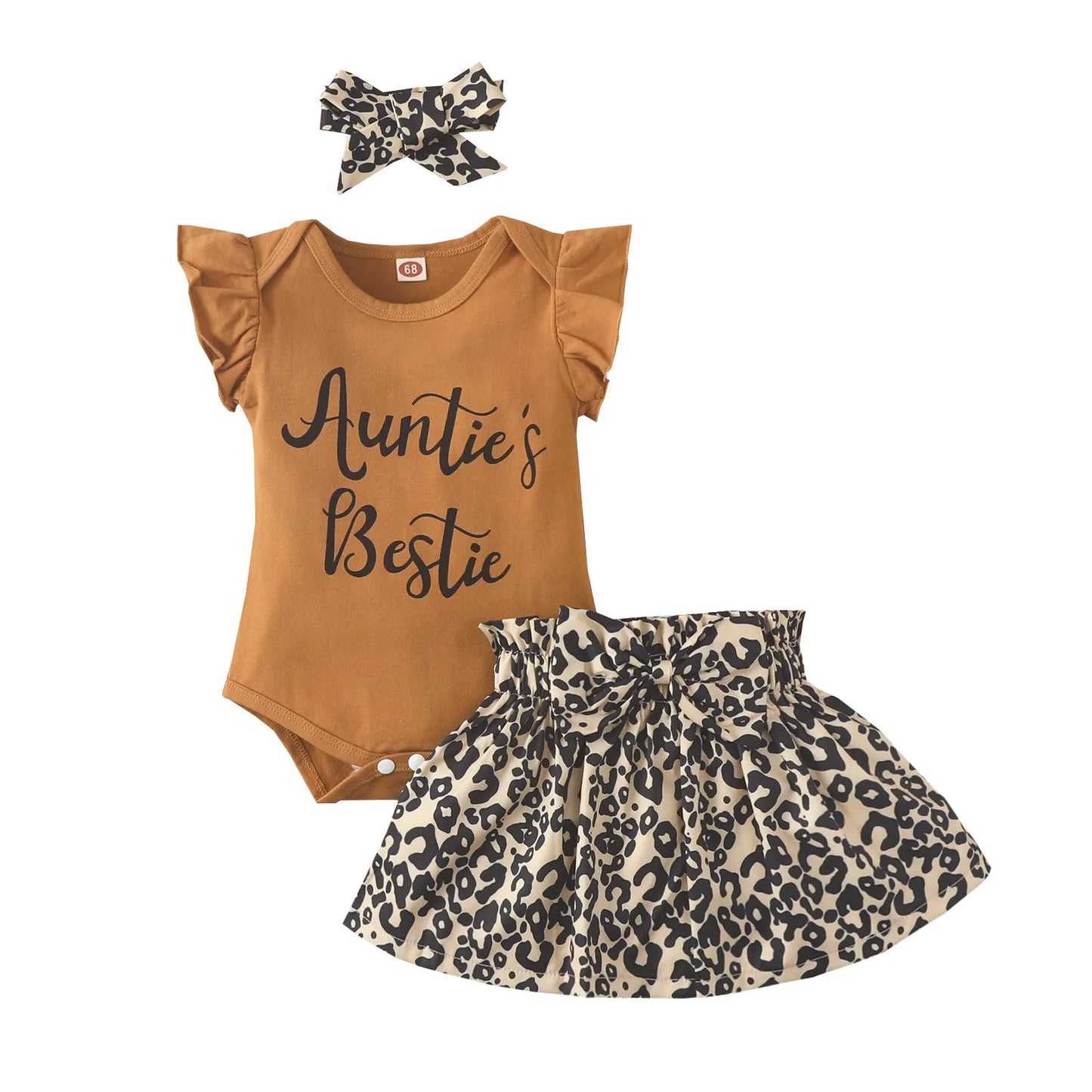 Soft cotton blend baby girl jumpsuit in brown, featuring ruffled sleeveless design.