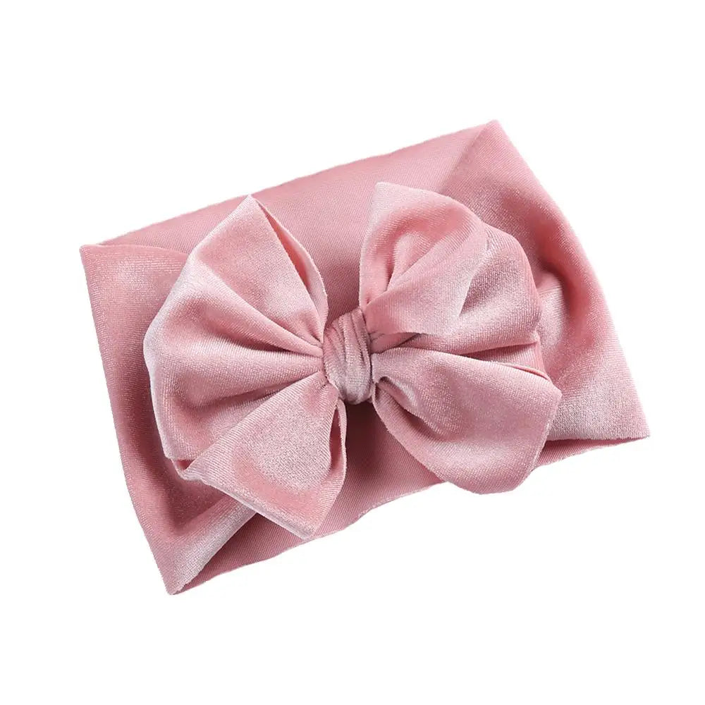 Comfortable black velvet bow winter headband for infants, boutique baby styling