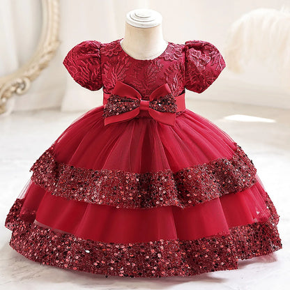 Baby girl's sparkle tutu party dress with sequined top for festive special occasions