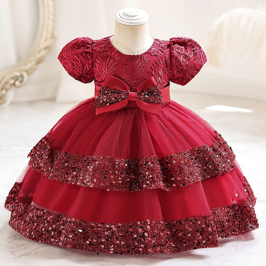 Baby girl's sparkle tutu party dress with sequined top for festive special occasions