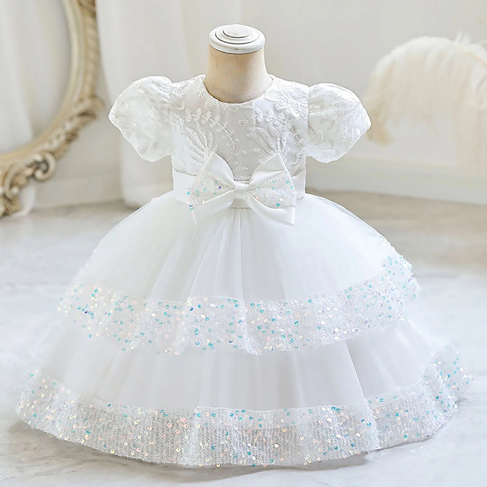 Festive sequin and tulle baby dress, ideal special occasion or holiday outfit for girls