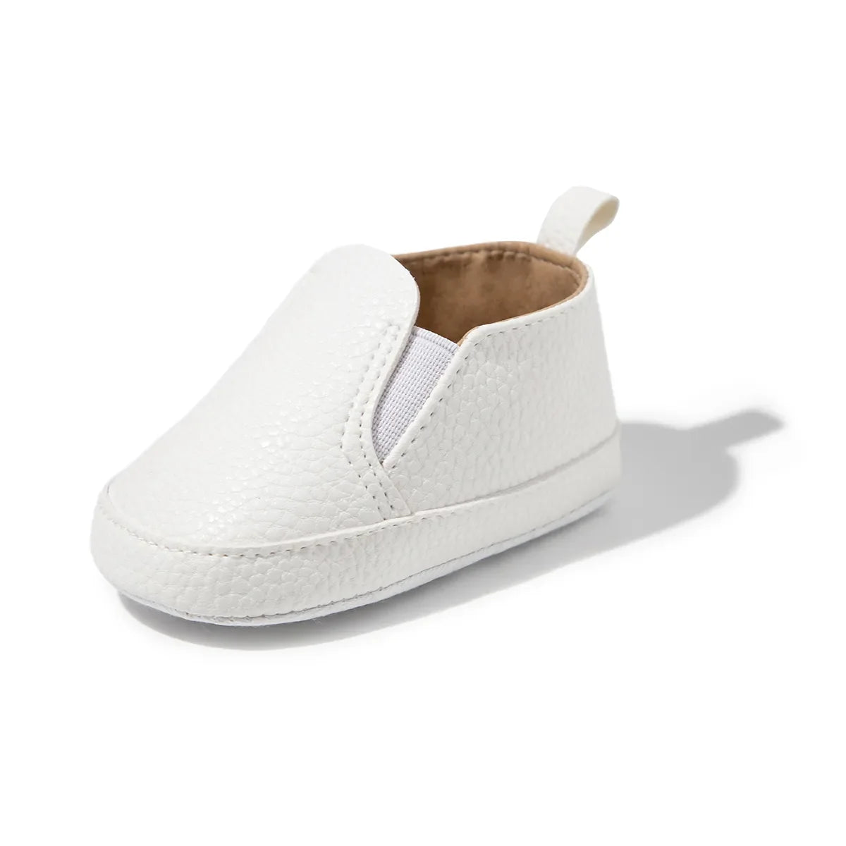 Toddler first walker shoes: grey leather, non-slip soft sole, buckle for secure fit