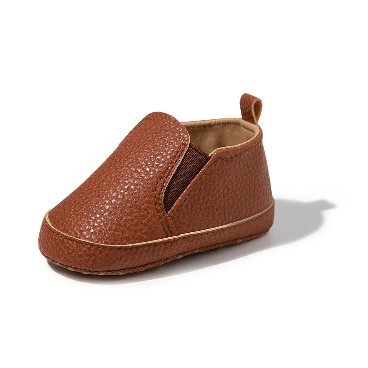 Navy blue leather baby shoes, non-slip soft sole for optimal infant footwear support