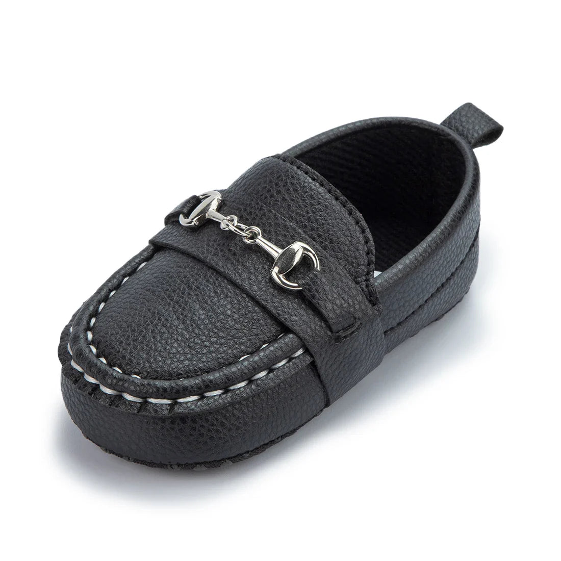 Blue leather baby boy shoes, perfect non-slip soft sole for first steps, casual style