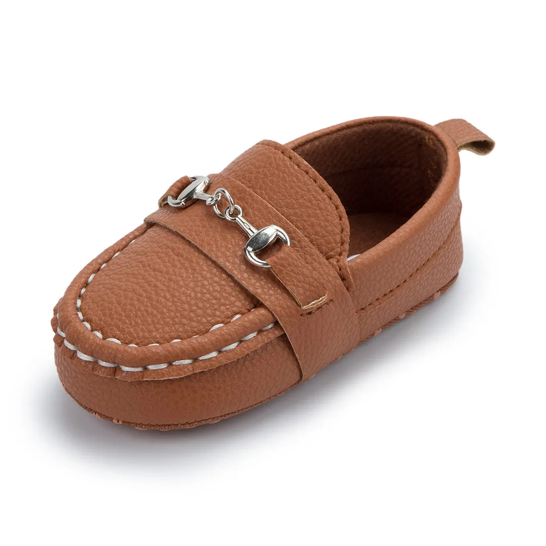 White leather baby girl casual shoes with non-slip soft soles and easy buckle closure