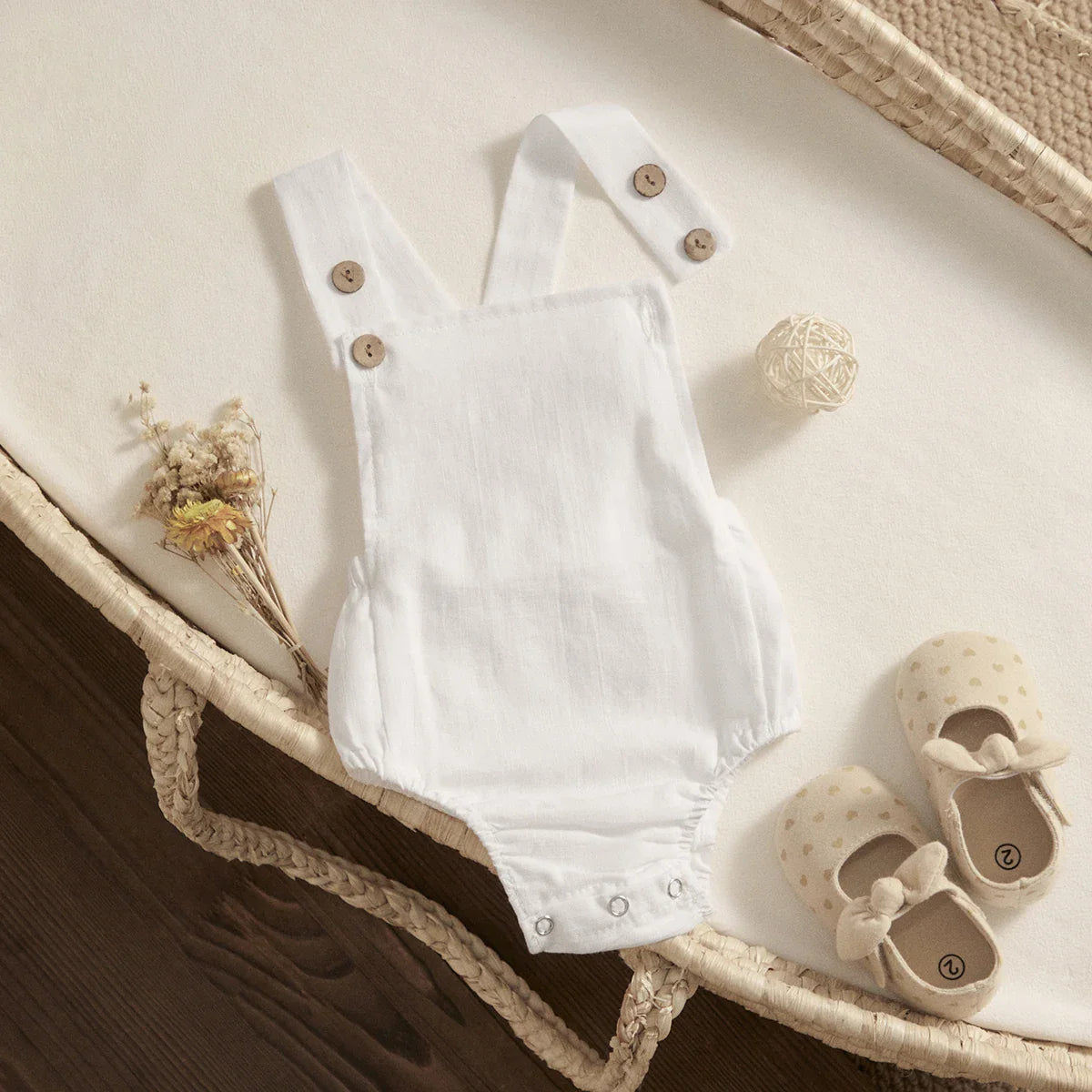 Baby girl's striped sleeveless cotton romper, easy-wear infant clothes for summer fun