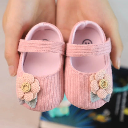 Baby girl soft sole princess shoes, knitted, comfortable for new walkers, infant footwear fashion