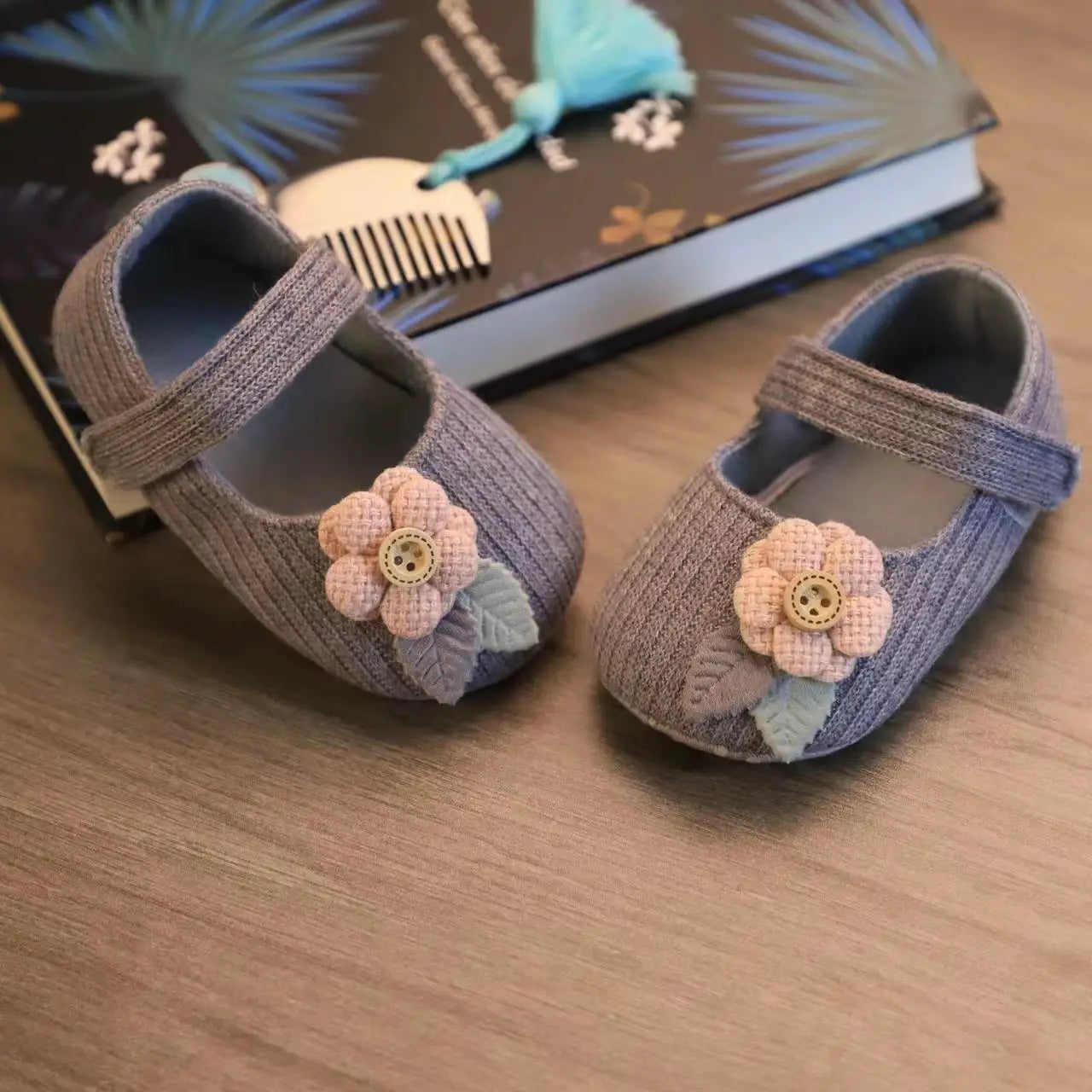 Baby girl 'Princess' themed soft sole walking shoes, knitted, ideal for new walkers