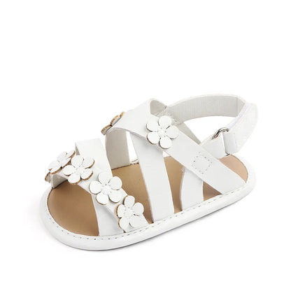 Soft PU sole baby girl sandals in pink, essential summer footwear for infants, hook and loop.