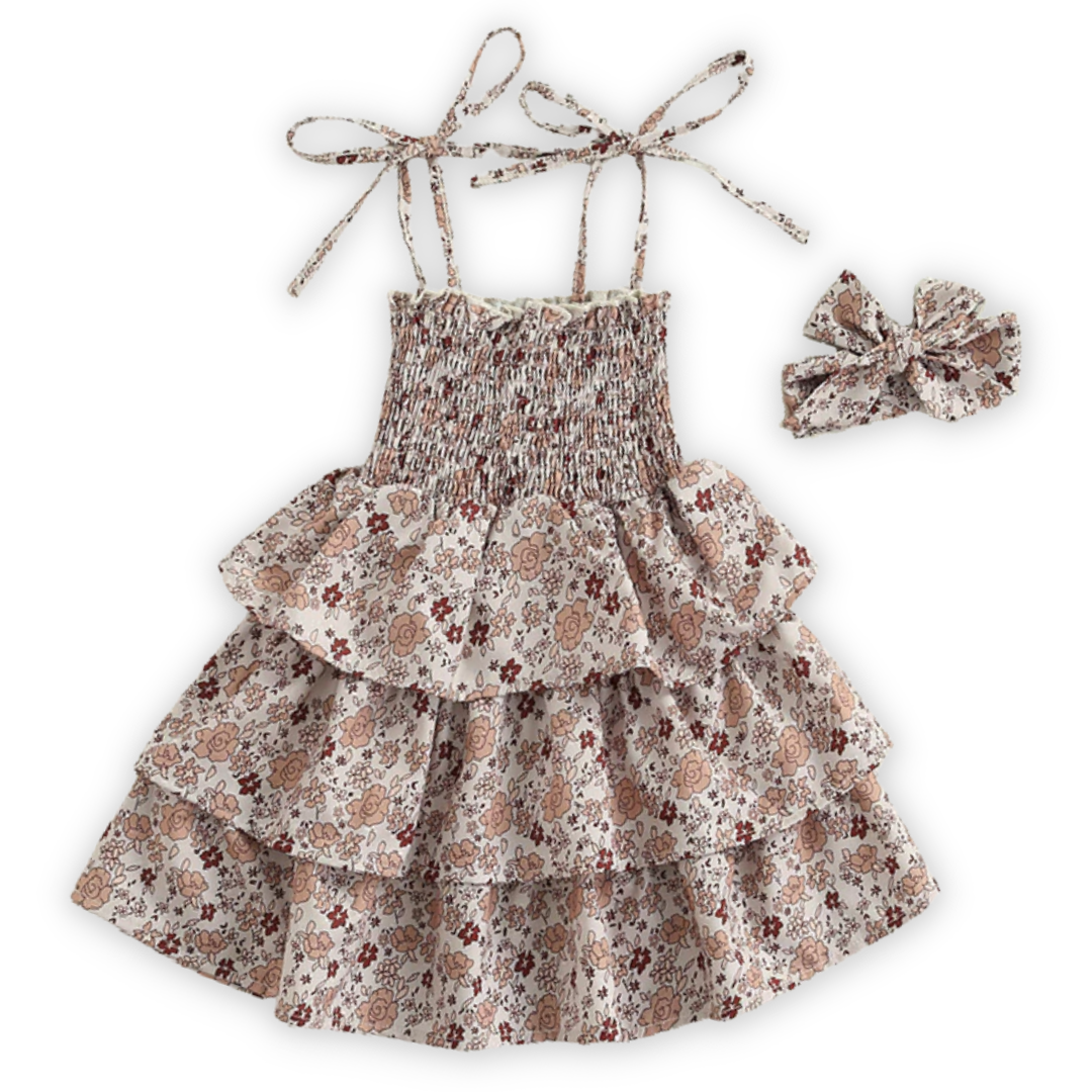 Sibling matching floral outfits, baby girl romper and toddler boy top & pants, vibrant summer wear