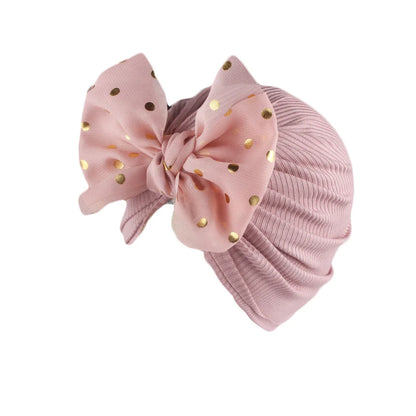 Soft baby hat: green shiny bowknot turban, perfect baby shower gift.