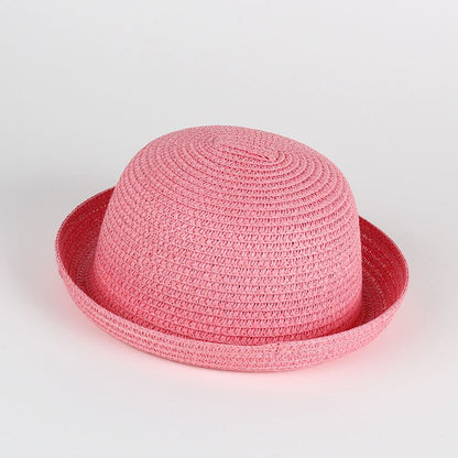 High-quality wide brim straw sun hat for baby girls, ensuring comfortable UV protection.